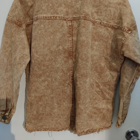 Black Label by C'est Toi Light Brown Acid Wash Frayed Jean Jacket SZ.XS - Picture 4 of 9